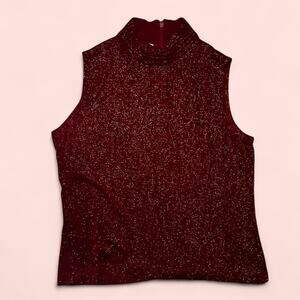 Vintage glittery red mock turtleneck